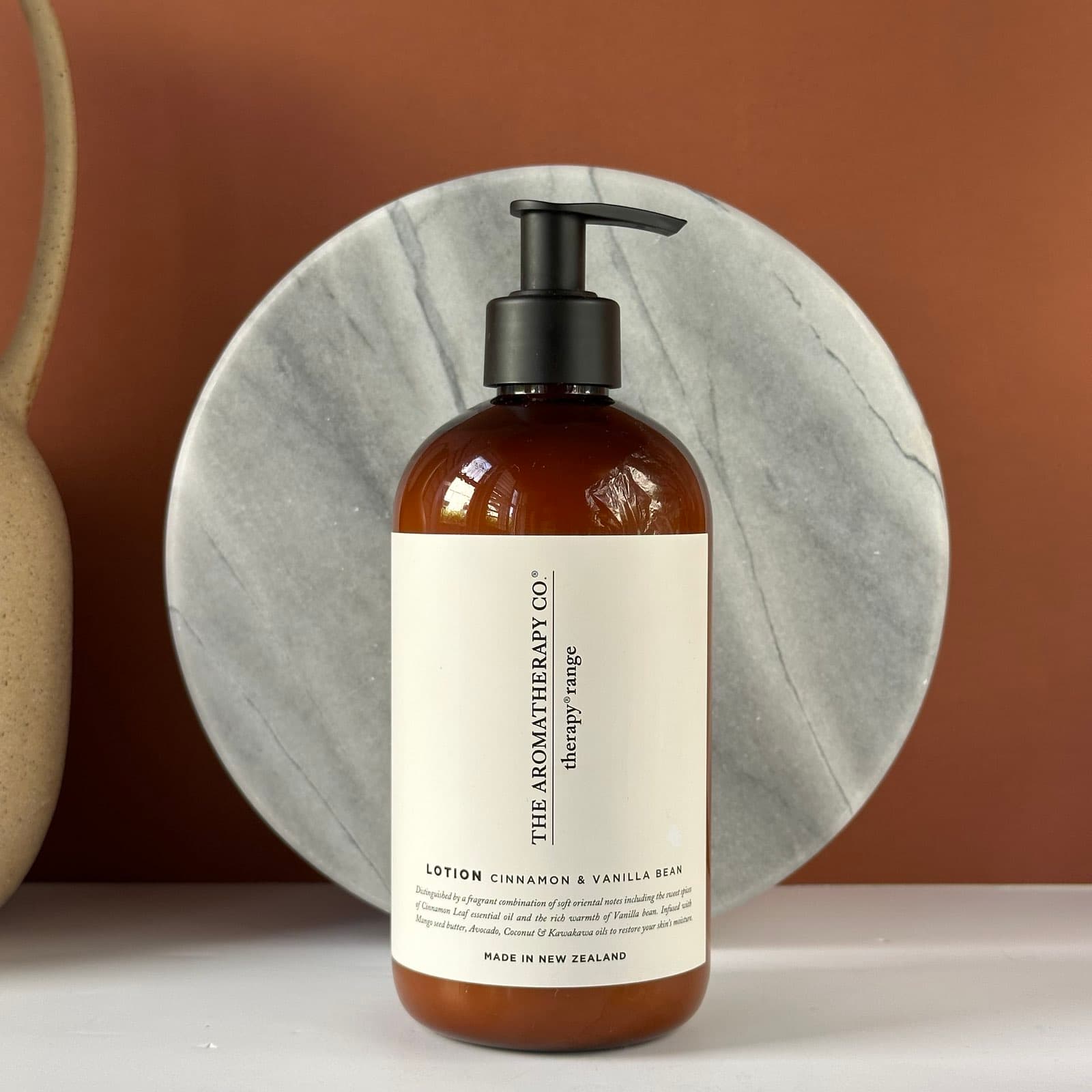 The Aromatherapy Co. Lotion in Cinnamon & Vanilla Bean (500ml): A luxurious New Zealand-made body lotion for silky-smooth skin