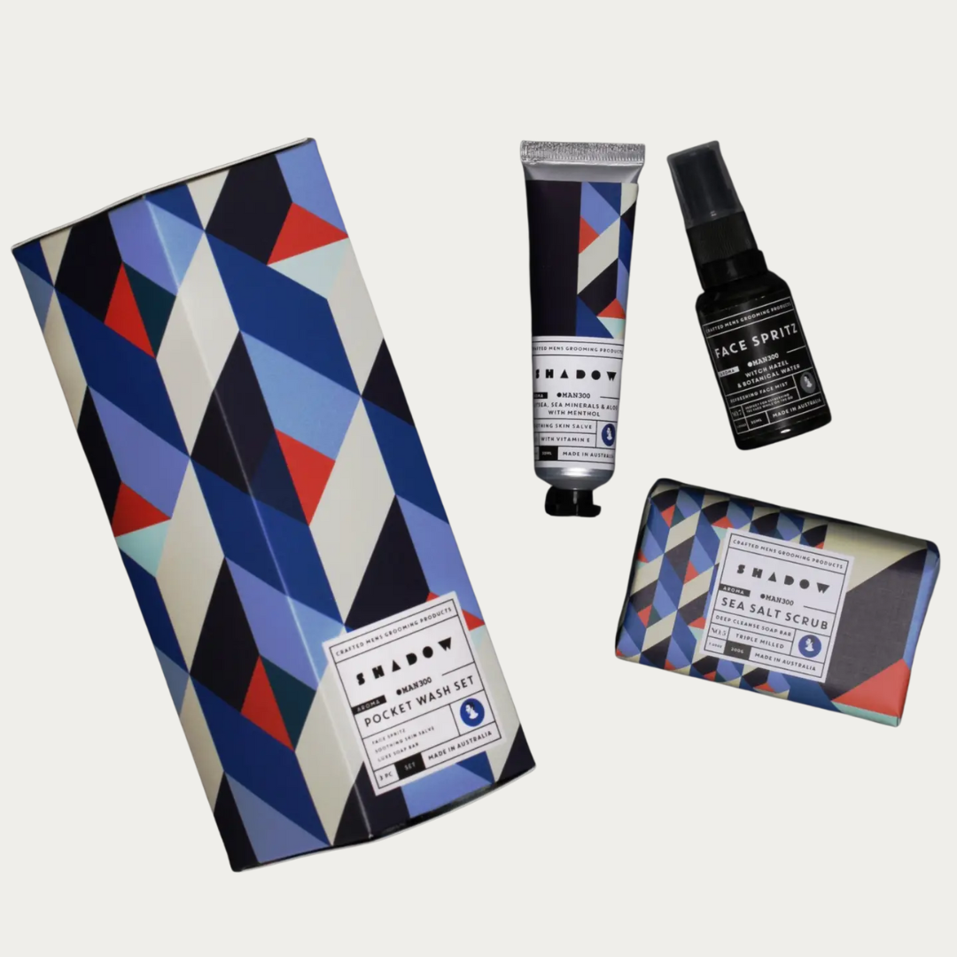 Bristle Pocket Wash Set Shadow Face Spritz, Soap + Lotion