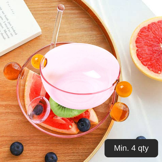TUTU Home - "Lollipop" Pink & Amber Glass Bowl – Borosilicate Dessert Bowl