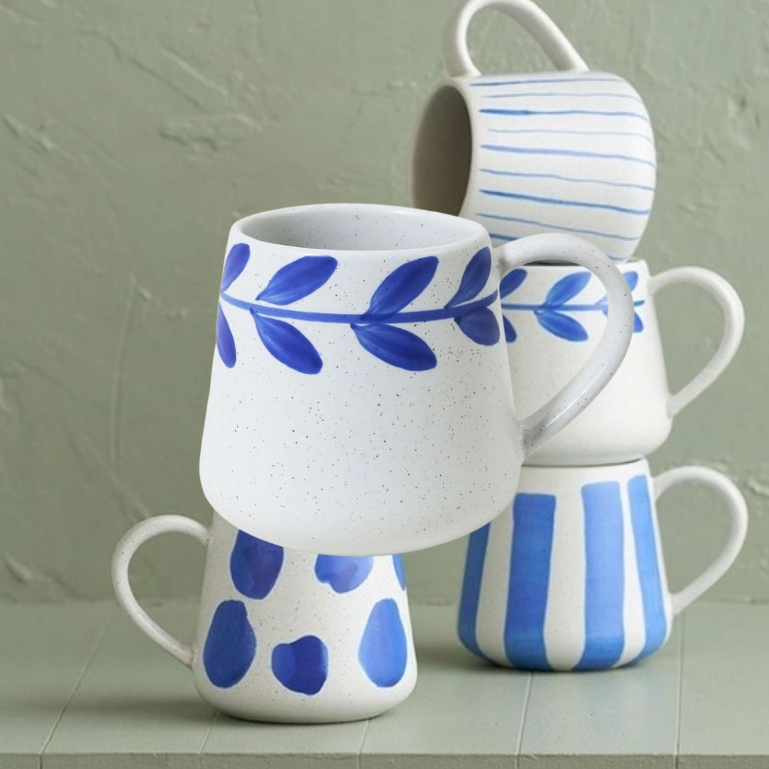 Robert Gordon Hand Painted Wreath Mug Indigo