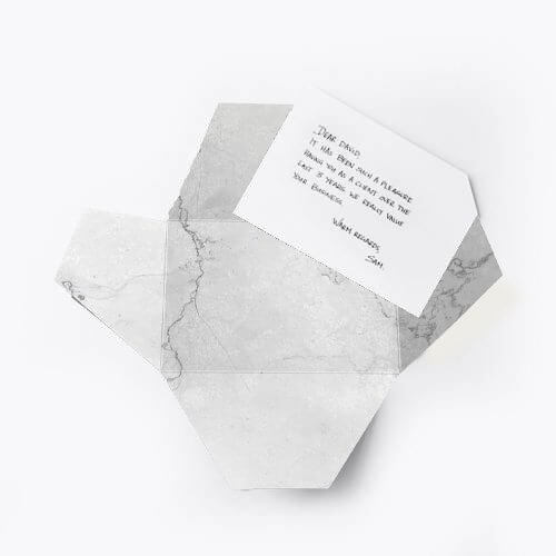 Signature Thankly Card with the White Marble print envelope.